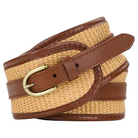 "As Is" Patricia Nash Aude Woven Straw and Leather Belt