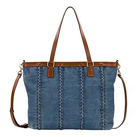 "As Is" Patricia Nash Nadine Stonewashed Denim Satchel Handbag