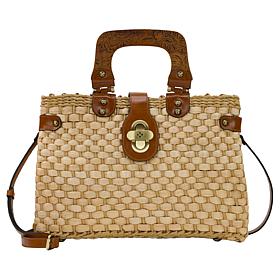 "As Is" Patricia Nash Sansia Woven Straw Satchel - Classic