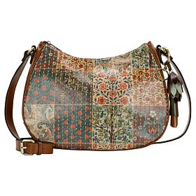 "As Is" Patricia Nash Sascha Leather Hobo Bag with Flower Tassel