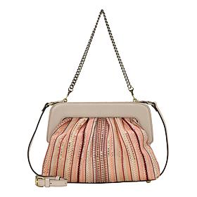 "As Is" Patricia Nash Zelia Sequin Fabric & Leather Frame Clutch