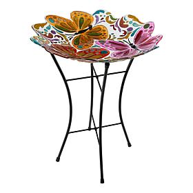 "As Is" Plow and Hearth Glass Bird Bath