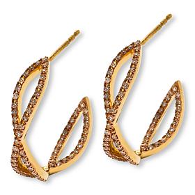 "As Is" Rarities 3/4ctw Diamond Double Helix Crisscross Hoop Earrings