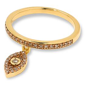 "As Is" Rarities Gold-Plated Champagne Diamond Charm Band Ring