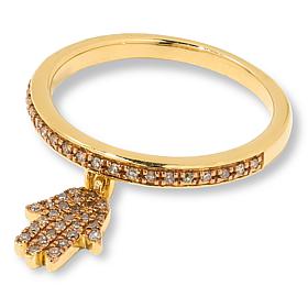 "As Is" Rarities Gold-Plated Champagne Diamond Charm Band Ring