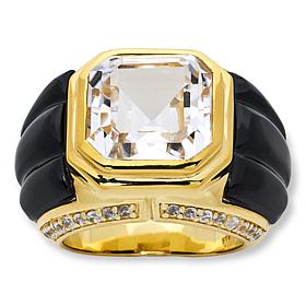 "As Is" Rarities Gold-Plated Gemstone Ring with White Zircon Accents