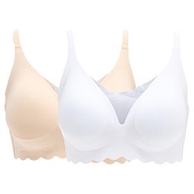"As Is" Rhonda Shear 2-pack Gel Bra with Scalloped Edge Detail