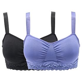 "As Is" Rhonda Shear 2-pack Seamless Bra with Lace Band