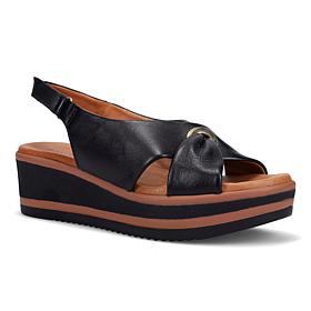 "As Is" Ron White Priya Lightweight Leather Wedge Sandal