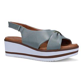 "As Is" Ron White Priya Lightweight Leather Wedge Sandal