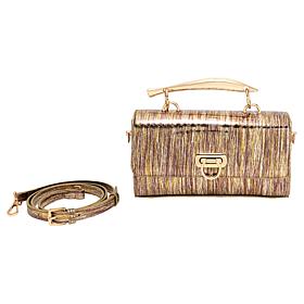 "As Is" Sharif Legacy 100% Leather Metallic Python Top Handle Purse