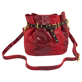"As Is" Sharif Legacy 100% Leather Printed Lizard Bucket Bag