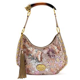 "As Is" Sharif Legacy 3D Sculpted Horn Handle Sequined Leather-Trim...
