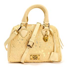 "As Is" Sharif Legacy Haircalf Leather Bowler Satchel