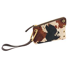 "As Is" Sharif Legacy Lush Hair Calf Exotic Print Wristlet Clutch