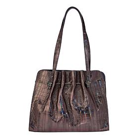 "As Is" Sharif Legacy Museum Cougar Head Croc Leather Shopper