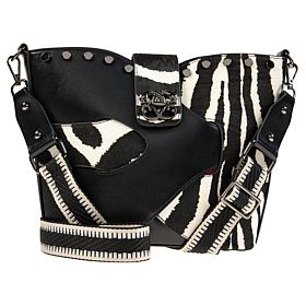 "As Is" Sharif Legacy Museum Puzzle Piece Haircalf Leather Crossbod...