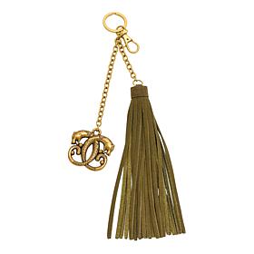 "As Is" Sharif Legacy Suede Leather Logo Tassel Bag Charm/Keyring