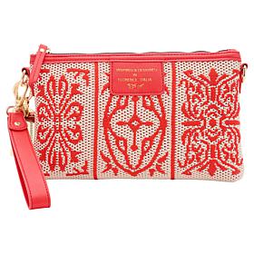"As Is" Sharif Sicily Tile Embroidered Wristlet Clutch