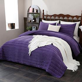 "As Is" South Street Loft Embossed Velvet Quilt Set 
