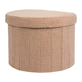 "As Is" South Street Loft Faux Teddy Fur Half-Moon Storage Ottoman 