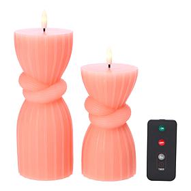 "As Is" South Street Loft Set of 2 Wax Flameless Knot LED Candles 