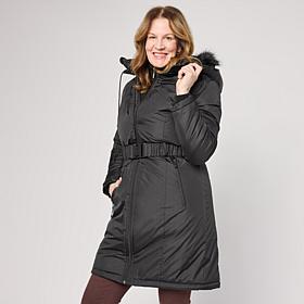 "As Is" Sporto® Melody Quilted Detachable Hood Long Coat