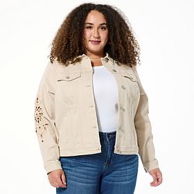 As Is Tower Hill by Christie Brinkley Eyelet Embroidered Denim Jacket