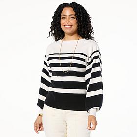 "As Is" Tower Hill by Christie Brinkley Striped Batwing-Sleeve Sweater
