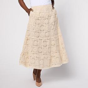 "As Is" TowerHill by Christie Brinkley Tiered Crocheted Skirt