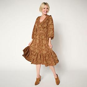 "As Is" TWRHLL by Christie Brinkley Floral Jacquard Midi Dress