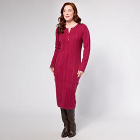 "As Is" TWRHLL by Christie Brinkley Henley Cable Knit Dress