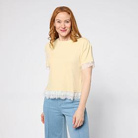 "As Is" TWRHLL by Christie Brinkley Lace Detail T-Shirt