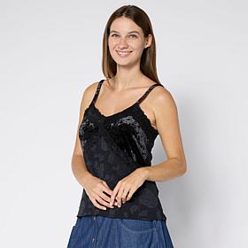 "As Is" TWRHLL by Christie Brinkley Mixed Media Lace Cami