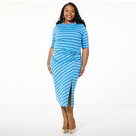 "As Is" TWRHLL by Christie Brinkley Twist Waist Ponte Dress