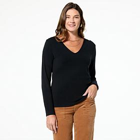 "As Is" TWRHLL by Christie Brinkley V-Neck Long-Sleeve Top