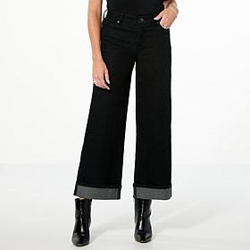 "As Is" TWRHLL by Christie Brinkley Wide-Leg Cuffed Jean