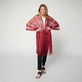 "As Is" Vince Camuto Belted Metallic Topper with Fringe