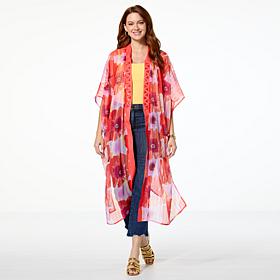 "As Is" Vince Camuto Jewel Print Open Front Duster