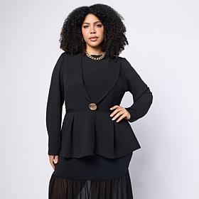 "As Is" Vivica A. Fox Collection Long-Sleeve Peplum Blazer