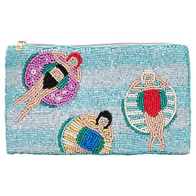 "As Is" Wildflower San Tropez Beaded Cosmetic Coin Pouch