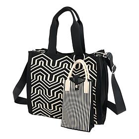 "As Is" Wildflower Technoknit Tote Set with Mini Phone Crossbody
