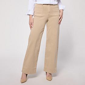 "As Is" WynnDenim Wide Leg Twill Pant with Patch Pockets