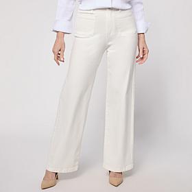 "As Is" WynnDenim Wide Leg Twill Pant with Patch Pockets