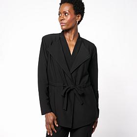 "As Is" Wynne Collection Luxe Crepe Drape Front Jacket