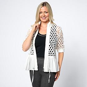 "As Is" WynneCollection Cotton Eyelet Peplum Jacket