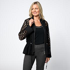 "As Is" WynneCollection Cotton Eyelet Peplum Jacket