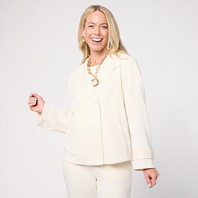 "As Is" WynneCollection French Terry Double-Breasted Short JacketDo...