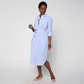 "As Is" WynneCollection Oxford Duster Shirt Dress