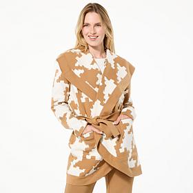 "As Is" WynneCollection SoftKNIT Patterned Sweater Knit Coat